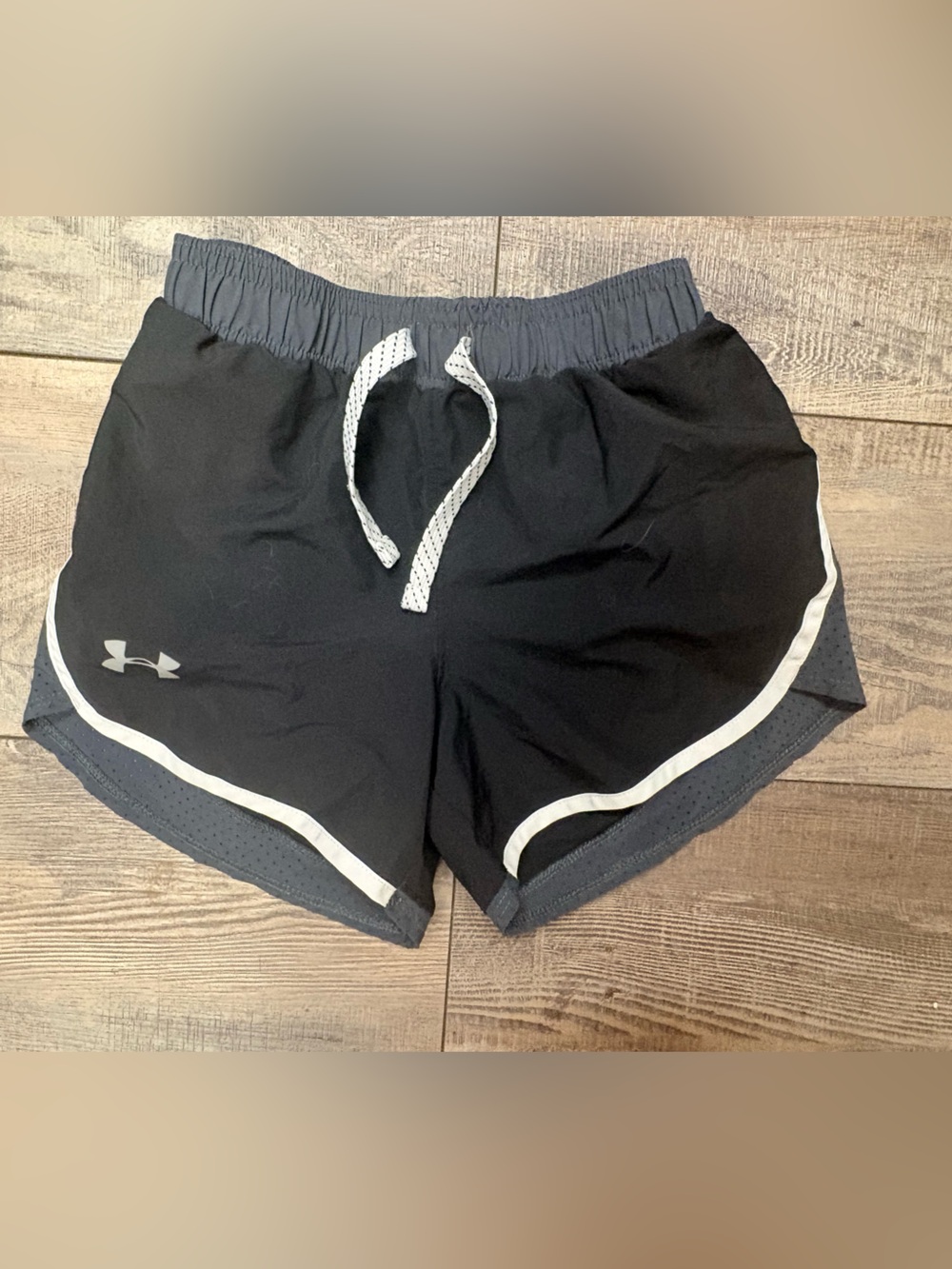 Under Armour Black Athletic Running Shorts with Gray Trim